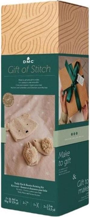 DMC Gift of Stitch knitting set teddy hat & shoes