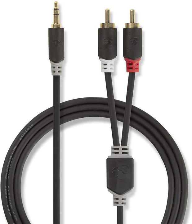 Produktbild Nedis CABW22200AT20. Anschluss 1: 3.5mm, Anschluss 2: 2 x RCA, Kabelmaterial: Kupferverkleidetes Aluminiu (2 m)