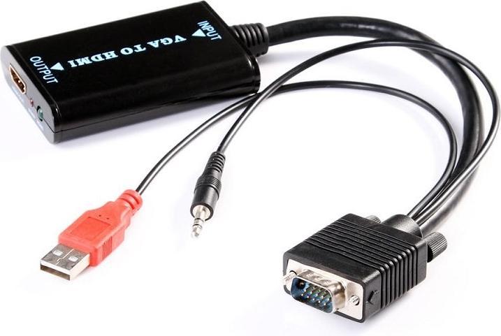 JTI VGA-zu-HDMI-Konverter mit USB- und 3,5-mm-Kabeln
