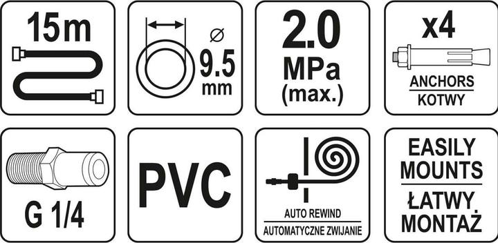 Produktbild Yato Profi Druckluft-Automatik-Schlauchtrommel 15m Ø9,5mm YT-24245