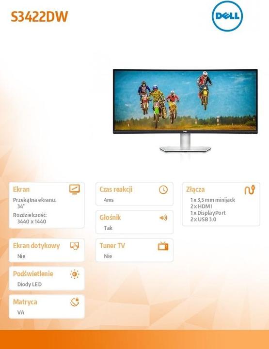 Produktbild Dell S3422DW (3440 x 1440 Pixel, 34")