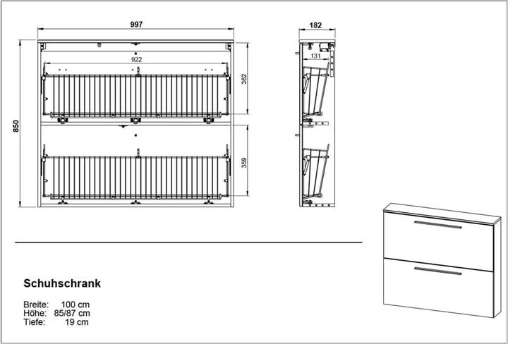 Productafbeelding Germania Schoenenkast (100 x 19 x 85 cm)