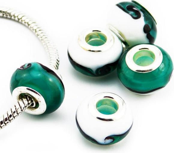 Hermex Glas Bead versilbert 925 - Silbrig Grün (Metalllegierung, Glas)