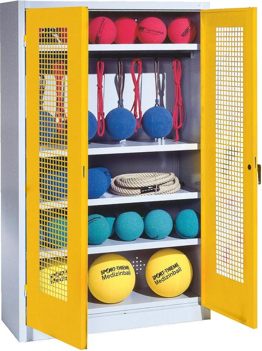 C+P Sportgeräteschrank (HxBxT: 195x120x50 cm, mit Lochblech-Flügeltüren, Typ 2)