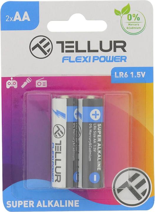 Produktbild Tellur Flexi Power battery, Super Alkaline, AA LR6, 1.5V, 2 pcs/set (6 Stk., AA)