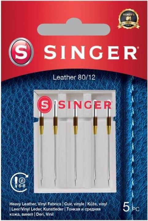 Singer Aiguille pour machine à coudre en cuir, 80/12, paquet de 5