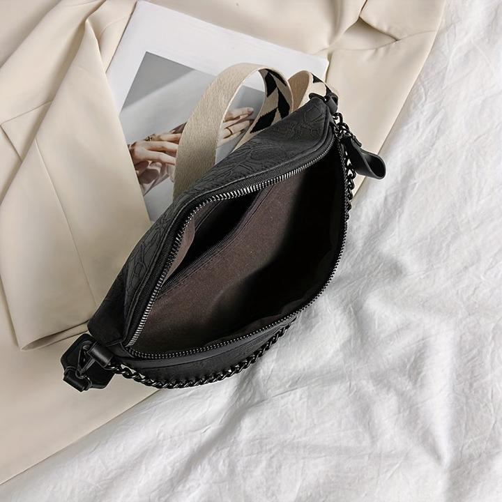 Immagine prodotto Only-Bags.Store Borsa a tracolla classica e minimalista, stile retrò a tinta unita con zip a mezza luna Fancy