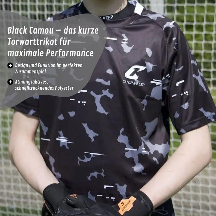 Actual product image Catch & Keep Trikot Black Camou Torwarttrikot Gr. XL Kurzarm Fussball Shirt (XL)
