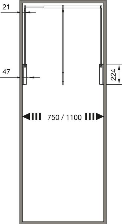 Actual product image Servetto Clothes lift for clothes lift T3 adjustable 750-1100mm, anthracite (1 pcs.)