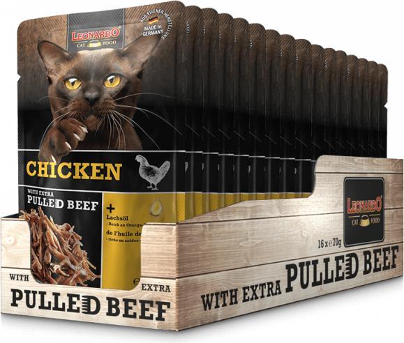 Actual product image Leonardo Cat Food Chicken & Pulled Beef (Adult, 1 pcs., 90 g)
