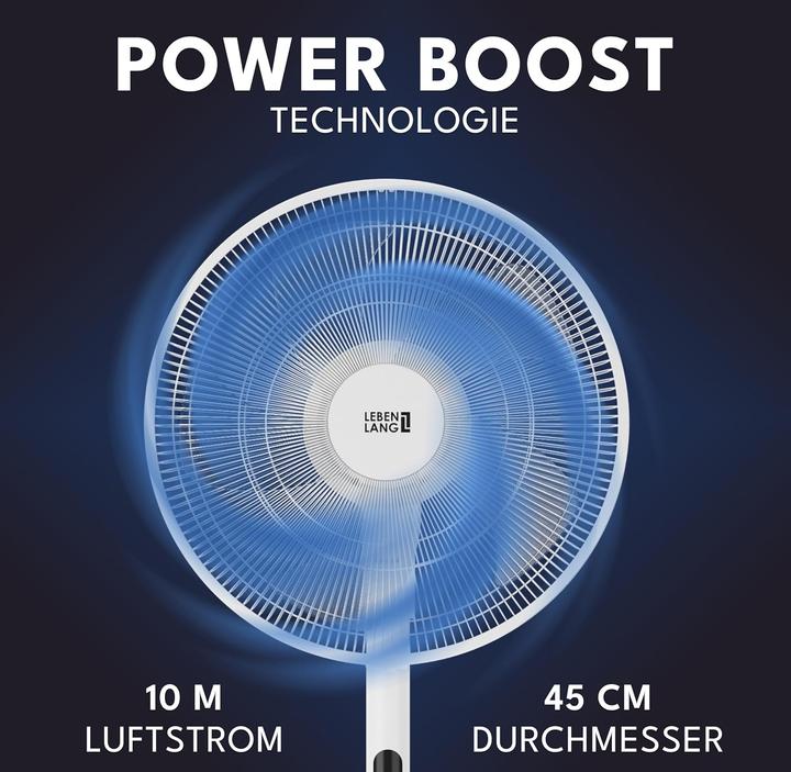 Produktbild Lebenlang Leiser Standventilator mit Fernbedienung & LED-Display (60 dB)