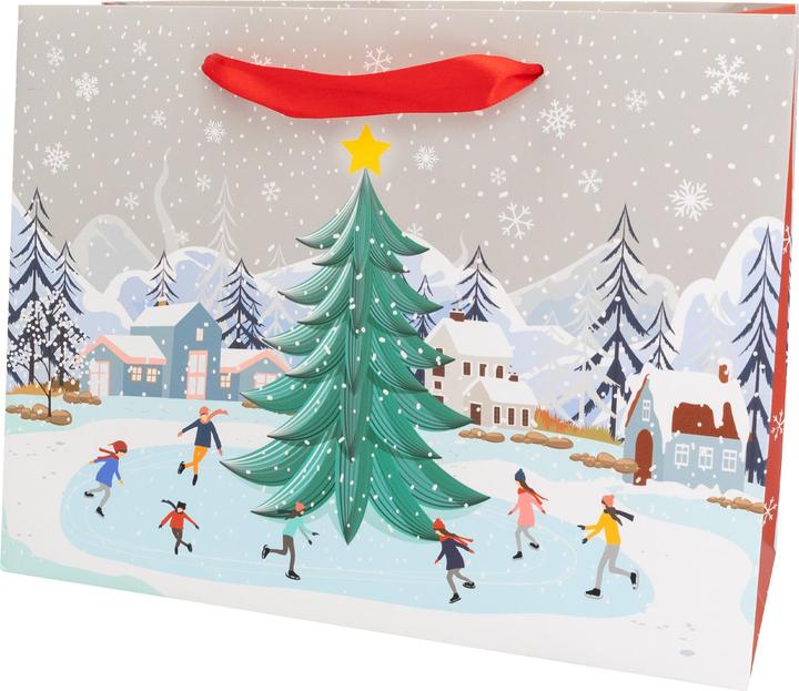 Actual product image Idena Gift bag winter scene with Christmas tree multicoloured 26x11x20cm landscape format (Gift bag)