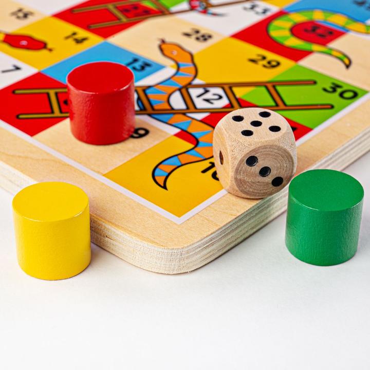 Actual product image Bigjigs Traditional Snakes and Ladders (German, French, Italian, English)