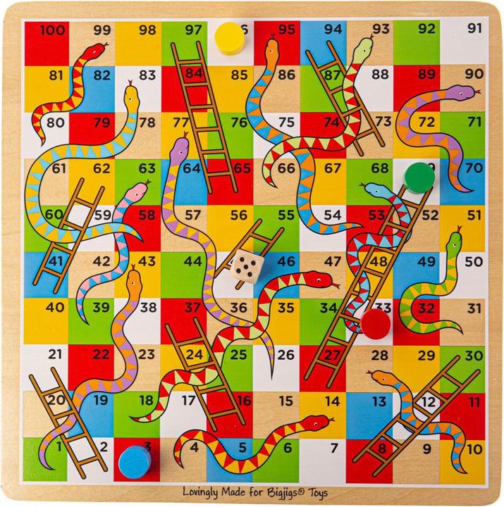 Actual product image Bigjigs Traditional Snakes and Ladders (German, French, Italian, English)