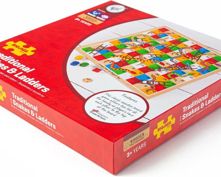 Actual product image Bigjigs Traditional Snakes and Ladders (German, French, Italian, English)