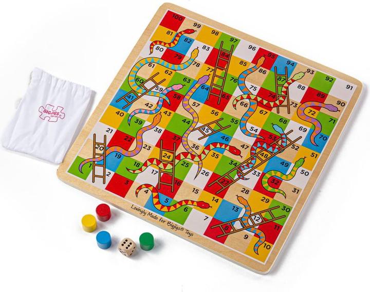 Actual product image Bigjigs Traditional Snakes and Ladders (German, French, Italian, English)