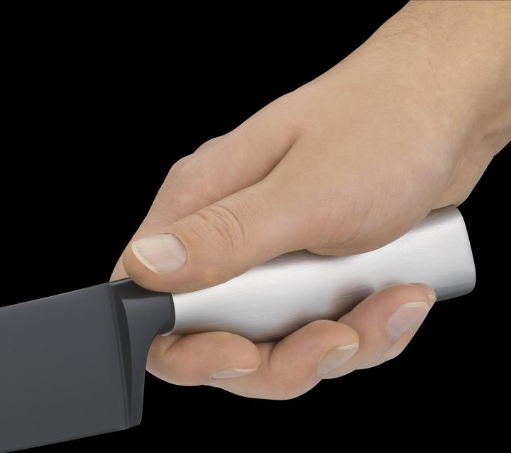 Actual product image WMF ULTIMATE BLACK knife set 4 knives with transparent FlexTec knife block