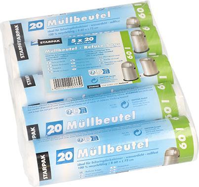 Produktbild Papstar Mlleimerbeutel HDPE, 60 Liter, weiá (100 x, 60 l)