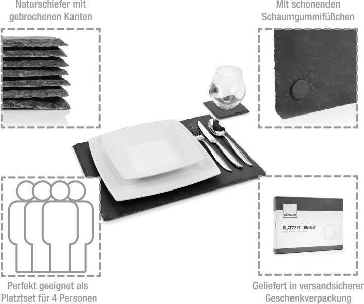 Produktbild Sänger Geschirr Schieferplatten-Set Dinner (4 Stk., 40 x 30 cm)