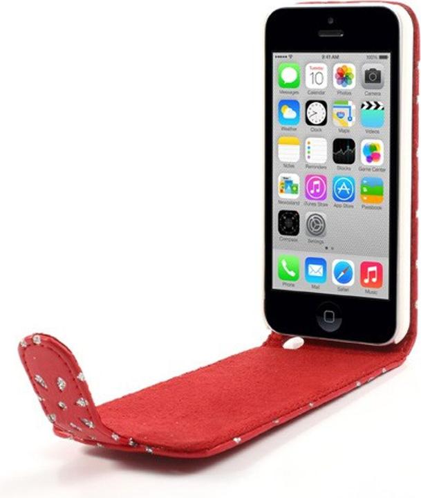 Produktbild König Design Schutzhülle Handy Case für Handy Apple iPhone 5c Strass Rot (Apple iPhone 5c)