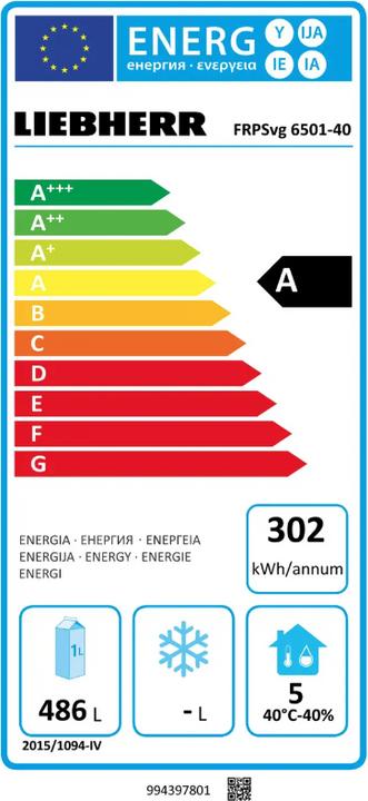 Label énergétique Liebherr Réfrigérateur commercial (597 l)