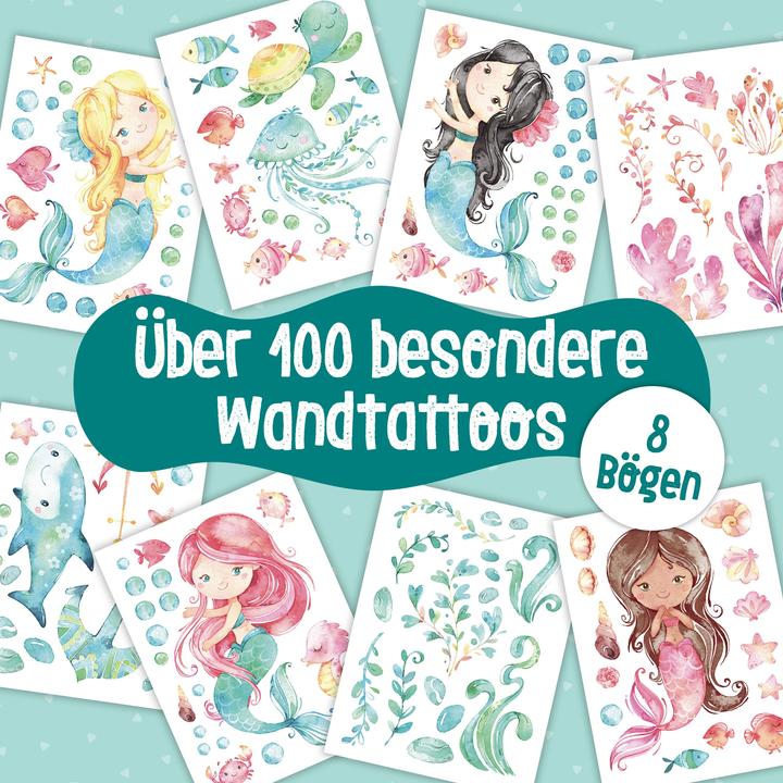 Produktbild Papierdrachen Wandtattoos - Meerjungfrau - Set 1 (2 x 22 x 32 cm)