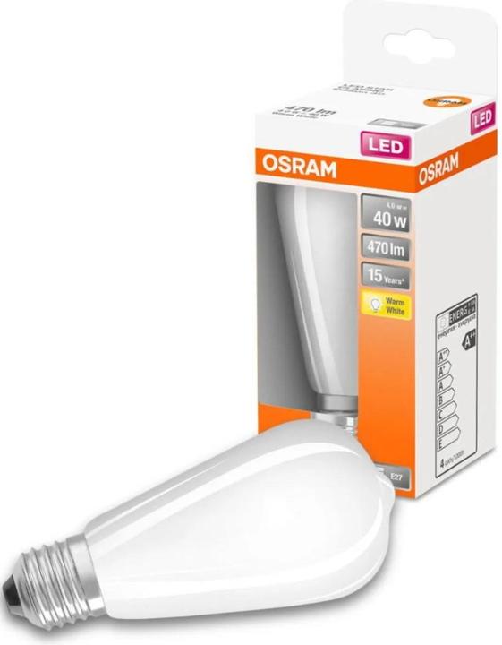 Productafbeelding Osram LEDISON40 4W/827 230VGLFR E27 10X1 (E27, 4 W, 470 lm, 6 x, E)