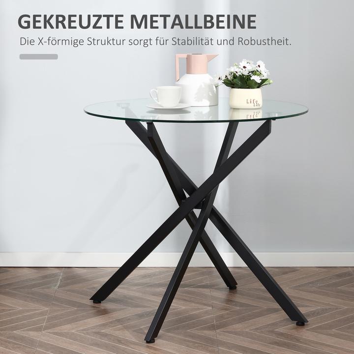 Produktbild Homcom Beistelltisch mit Glasplatte (80 x 80 x 75 cm)