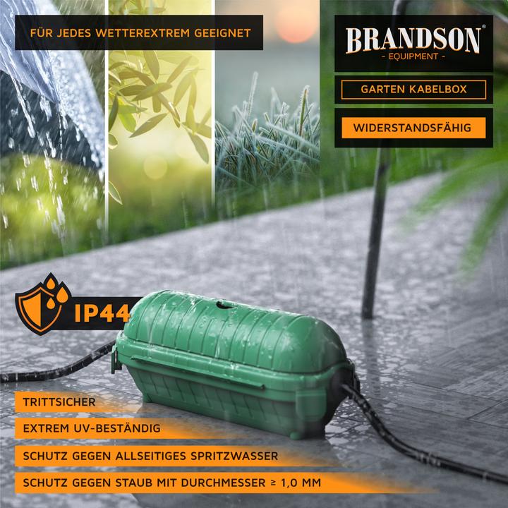 Produktbild Bearware 2x Kabelbox outdoor grün, IP44 Garten Schutzbox wetterbeständig für Verlängerungskabel, 210mm x 85mm