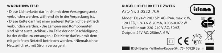 Produktbild Idena LED-Kugel-Lichterkette braune Zweige Fernbedienung Memory warmweiss/RGB 7m 120 LED Innen/Aussen (7 m)