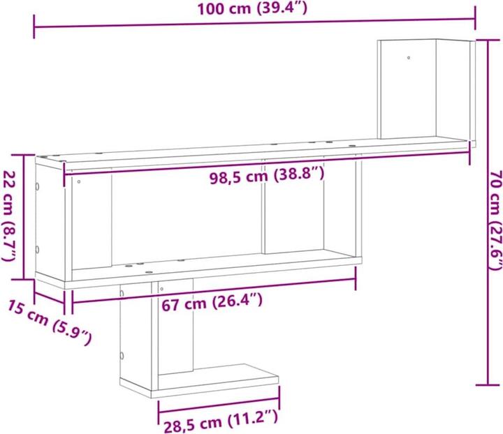 Produktbild VidaXL Wandregal (100 x 15 x 70 cm)