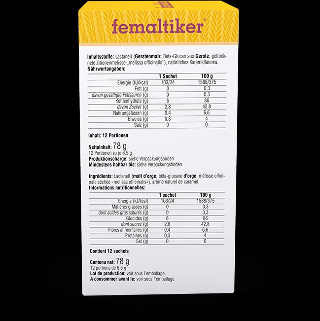 Valori nutrizionali e ingredienti Femaltiker Integratori alimentari (12 Pezzo/i, Bustina, 139 g)