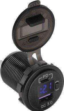 Actual product image Peiying Car Charger USB - USB C with Quick Charge Power Delivery and Voltmeter 48W
