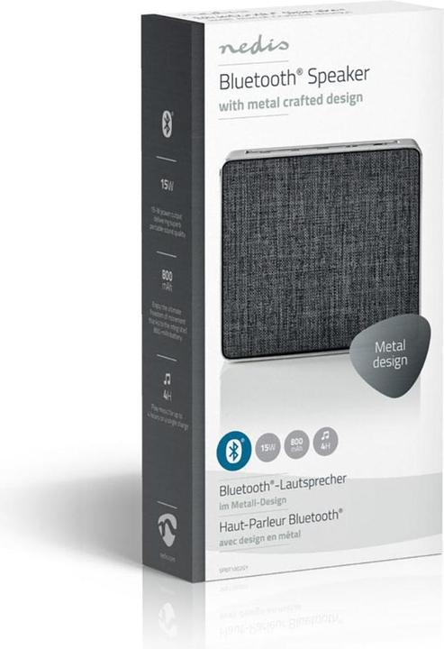 Actual product image Nedis SPBT-1002 Bluetooth Speaker Gun Metal Grey (20 h, Rechargeable battery operated)