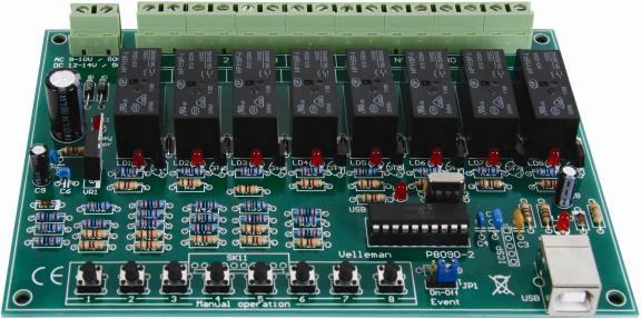 Actual product image Velleman 8-Channel USB Relay Card (Add-on)