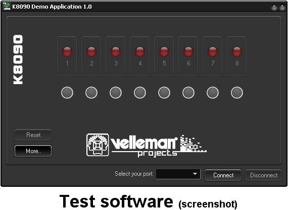 Actual product image Velleman 8-Channel USB Relay Card (Add-on)
