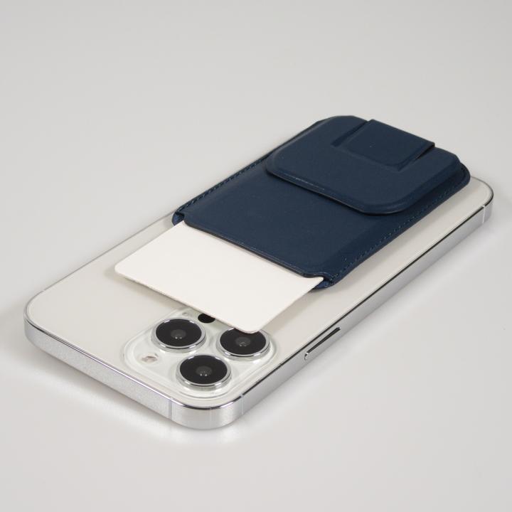Produktbild PhoneLook MagSafe magnetisches Wallet Kartenhalter mit Ständerfunktion Dunkelblau (Apple iPhone 12)