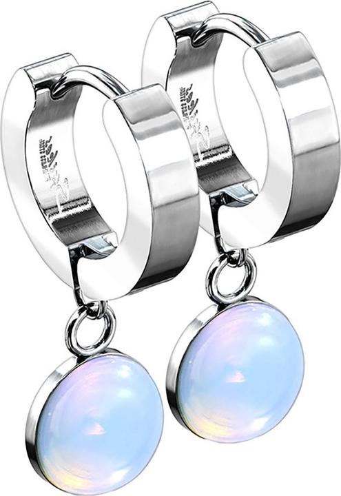Star Piercing Ohrring zum Klappen silber Anhänger Opalite Stein (ohne Messing, Chirurgenstahl 316L, Mineralisch)