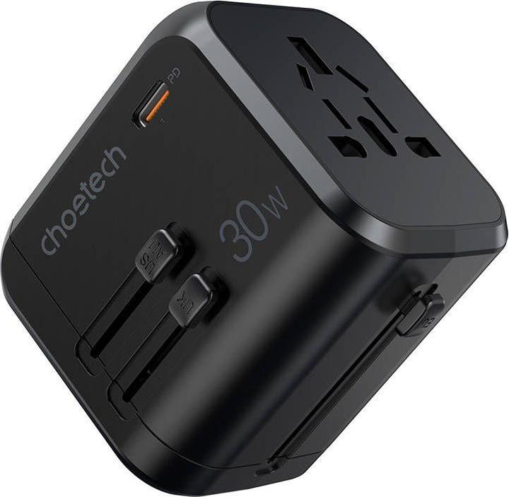 Choetech Reiswandlader PD5008, 3xUSB-A, 1xUSB-C, GaN, 30W (zwart) (30 W)