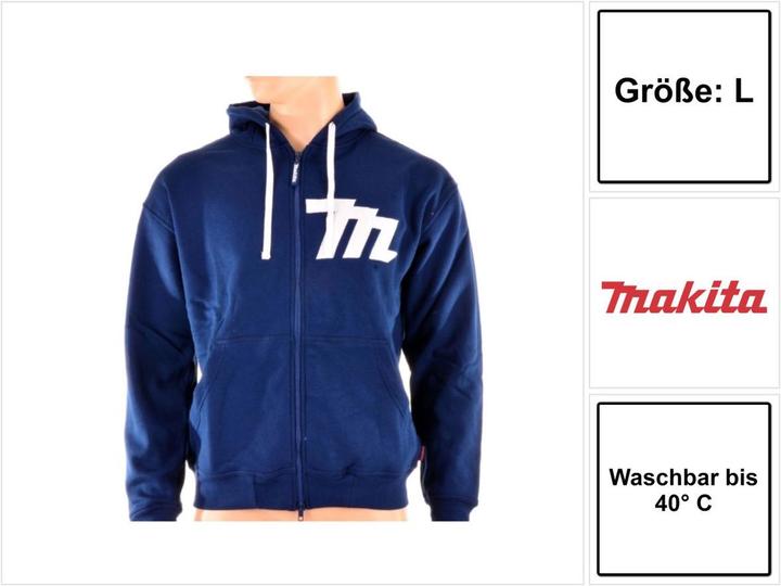 Produktbild Makita Hoodie mit Reissverschluss Grösse L ( 98P145 ) Farbe Blau (L)