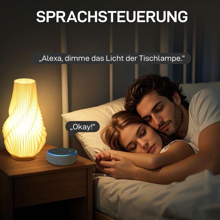 Produktbild Swisshandel24 Tischlampe, Smart Dimmbar LED Tischleuchte mit App/Sprachsteuerung, Weiss (E27)