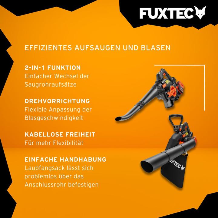 Produktbild Fuxtec 40 Volt 2in1 Akku-Laubbläser/-sauger Set FX-E2LBS-SET (Akkubetrieb, Laubsauger-& bläser)