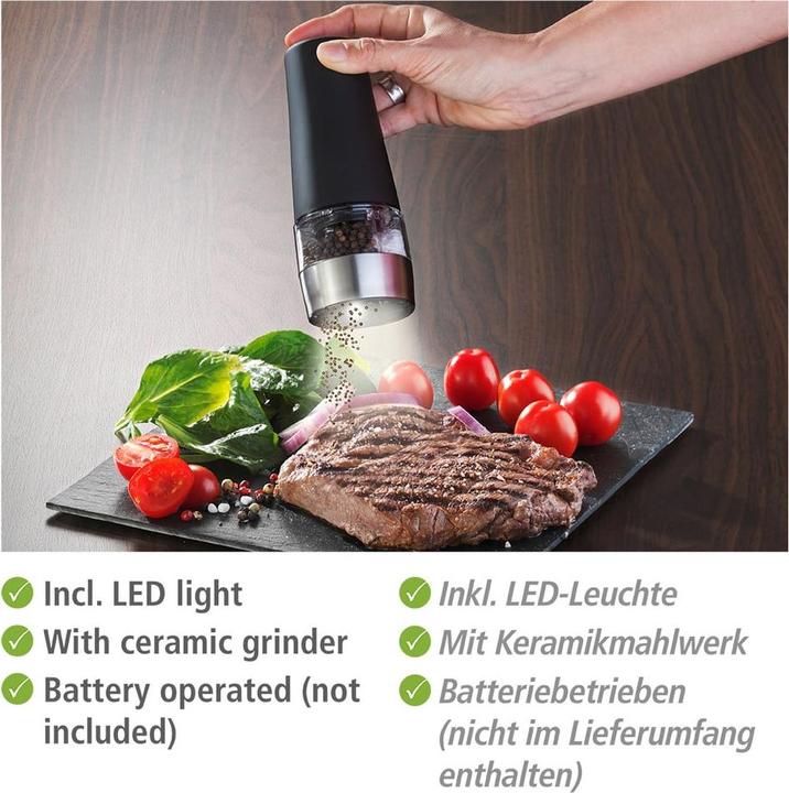 Produktbild Wenko Elektrische Mühle mit LED-Licht (Salz, Pfeffer)