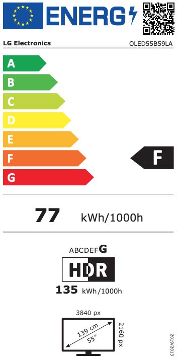 Energie-Label LG 55 Zoll OLED AI B5 4K Smart TV (55", OLED, 2025)
