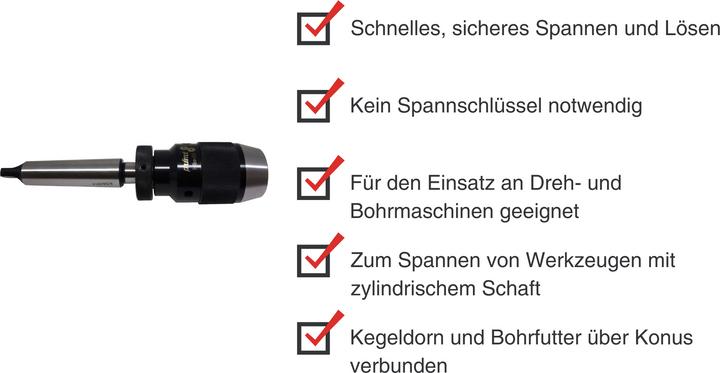 Image du produit Paulimot Schnellspann-Bohrfutter 1-16 mm + Kegeldorn MK3 / B18