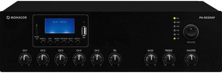 Monacor ELA mono class D mixer amplifier 30 W, MP3, USB/SD, FM, DAB+, BT (Amplifier)