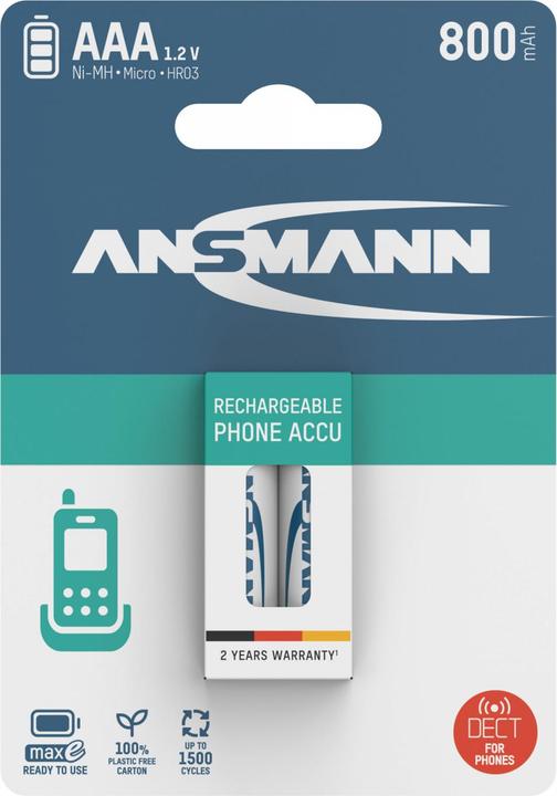 Image du produit Ansmann AAA (2 pcs, AAA, 800.80 mAh)