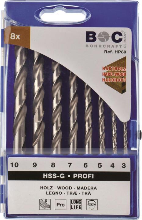 Actual product image Bohrcraft 31101430005 Holzbohrer-Set HP50 Profi HSS-G / 4 - 5 - 6 - 8 - 10 mm / 5 Teile (4 - 5 - 6 - 8 - 10 mm)
