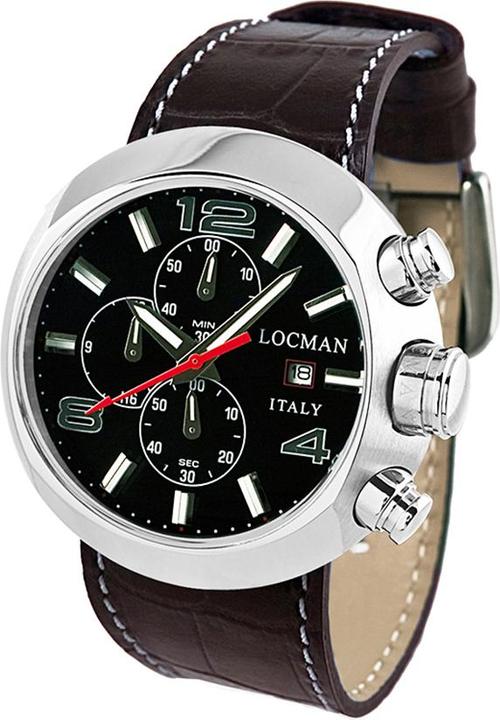 Locman Italy Herrenuhr Chronograph Change braun Edelstahl Ref. 0420 (Chronograph, 46 mm)