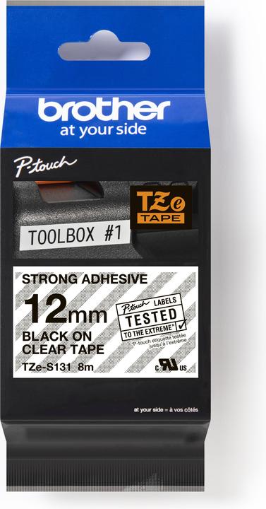 Brother TZE-S131 schwarz auf transparent (1.20 cm, Schwarz, Transparent)